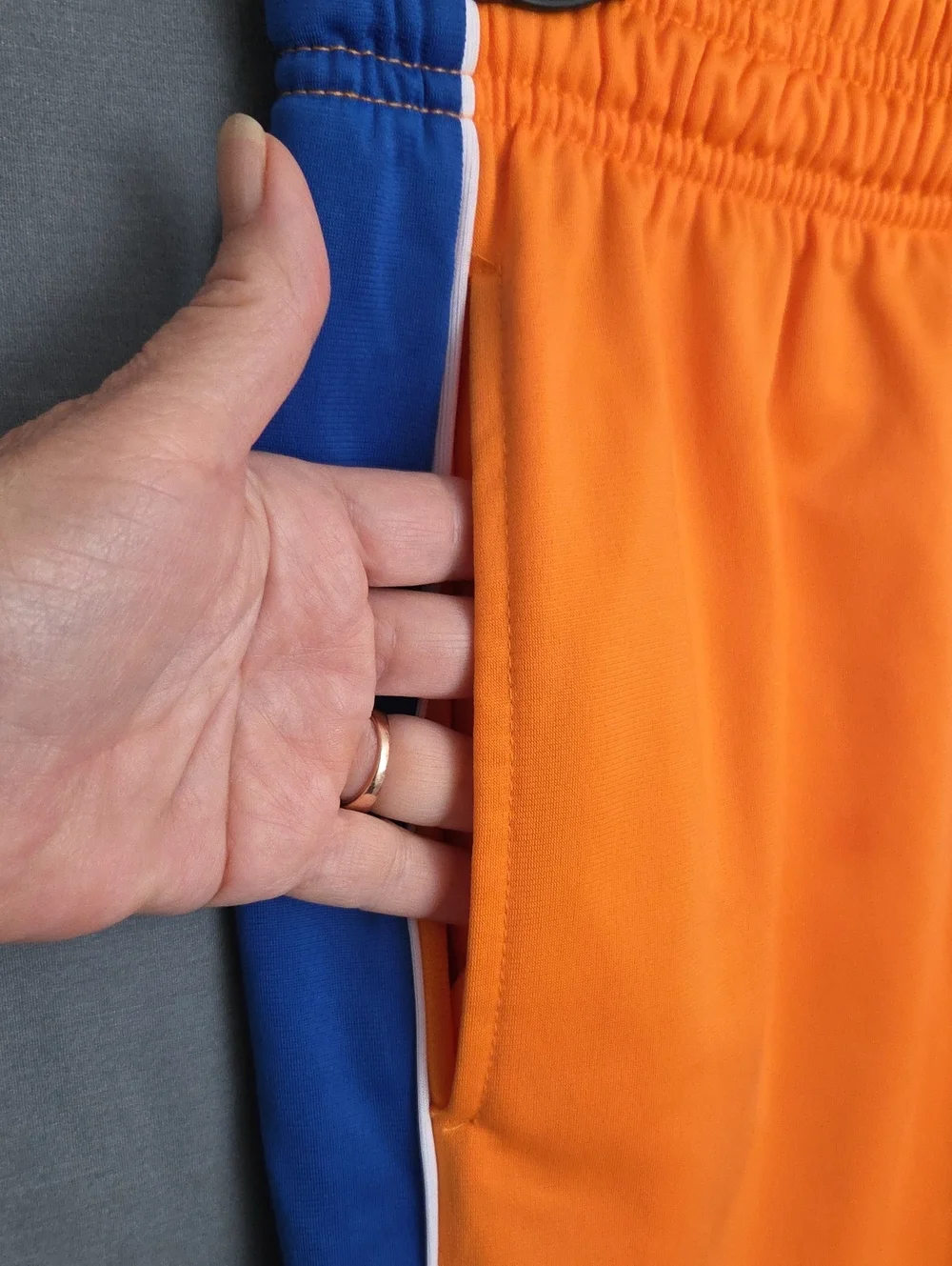 Two Pairs Boy's Athletic Track Pants Orange &‎ Blue Side Panels Black & White L